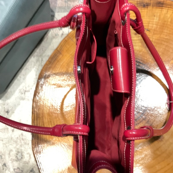 Wilsons Leather Red Structured Tote Handbag Business Laptop - Picture 5 of 16